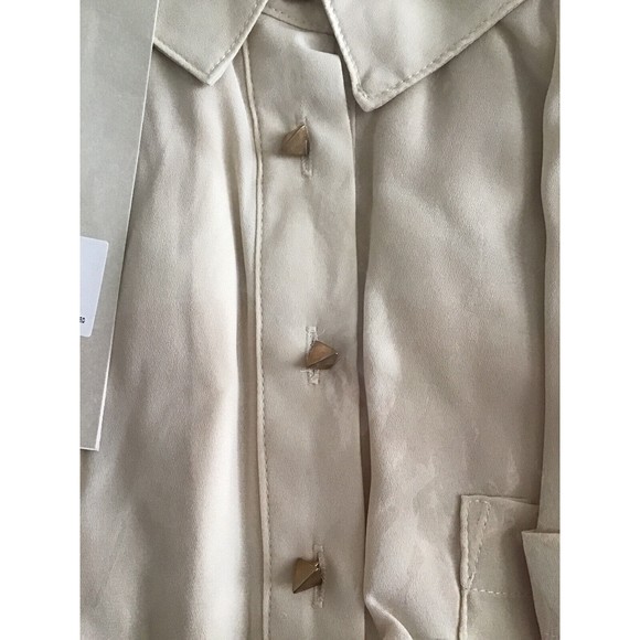 Grifflin Paris Women's Shirtdress Cream Beige Size Medium Large Hi-Low Belted - Picture 7 of 9